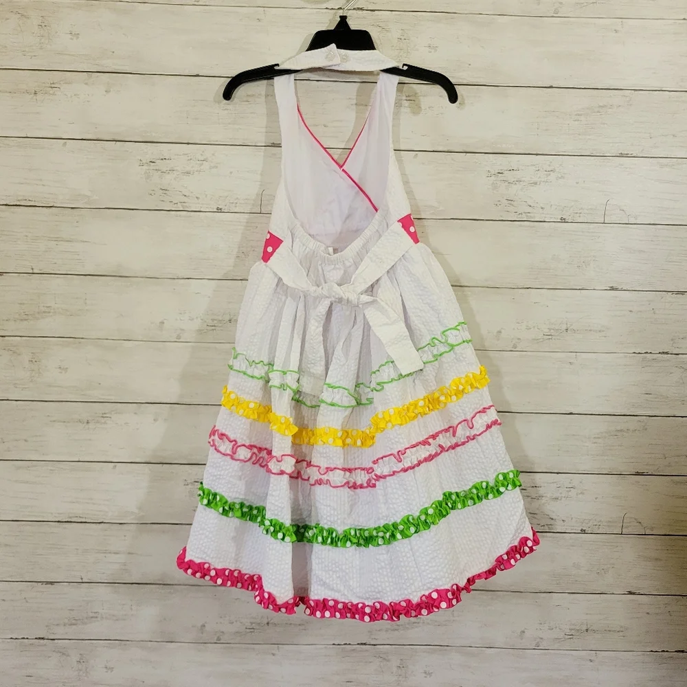 Girls Jessica Ann Seersucker Halter Top Petticoat Sundress Tier Ruffles‎ Size 5